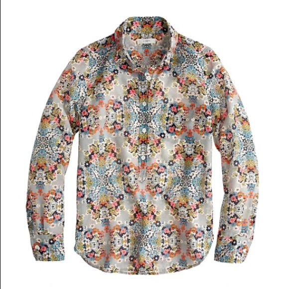 J. Crew Tops - JCrew Misty Fog Floral Popover